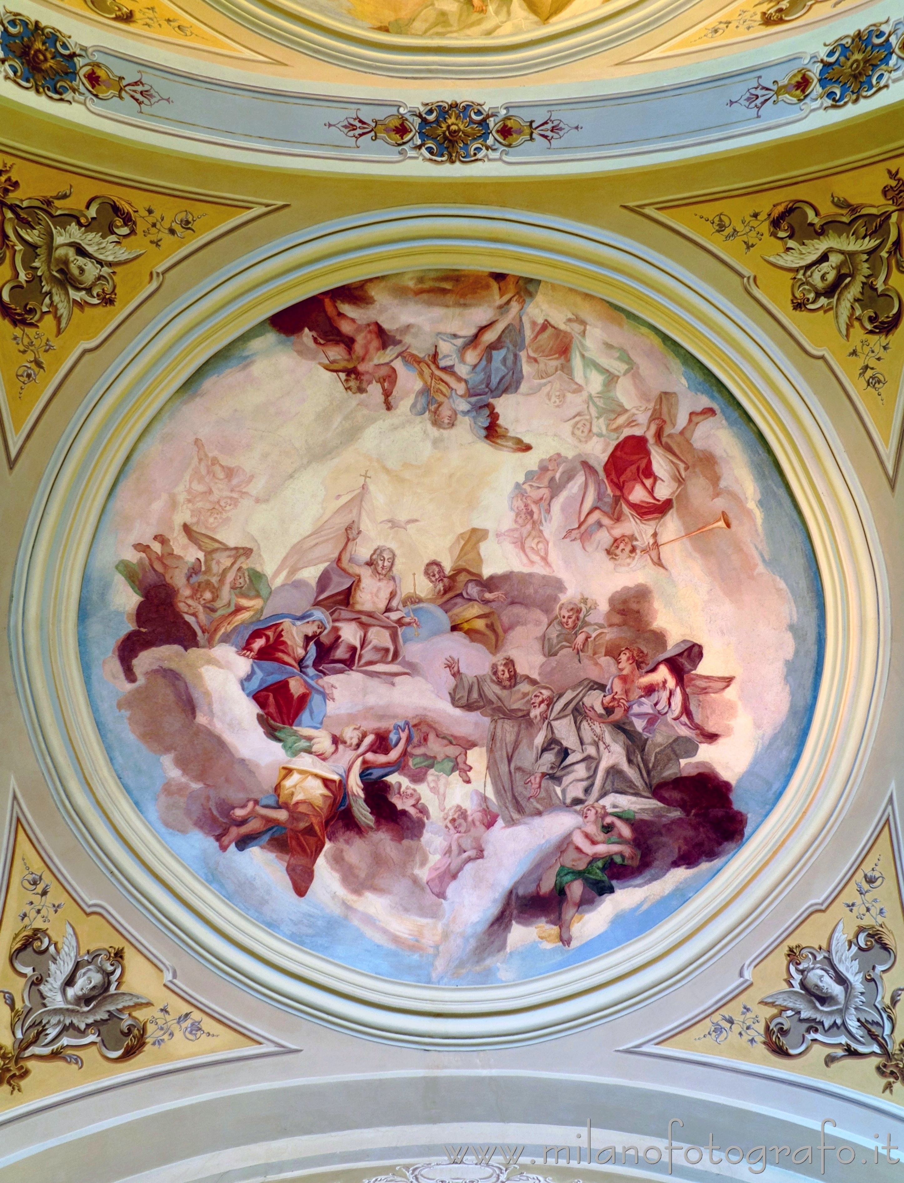 Canzo (Como, Italy) - Interior of the dome of the Church of the Saints Francis and Mirus